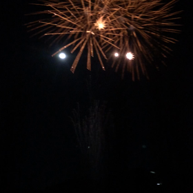 富士山と花火の画像