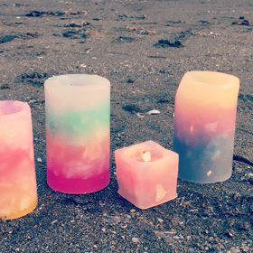 キャンドルと海の画像