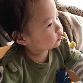 プリン欲しさに舌をだすの画像