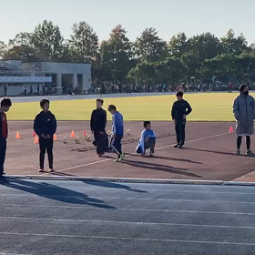 越谷カップ100m男子アップ①の画像