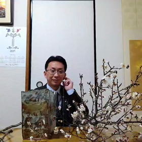 テーマ　梅を主に枝ものでいけるの画像