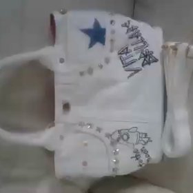 デニムリメイクバッグ・風・スタッズバッグ・S・ホワイトの画像