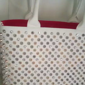 ラインストーン×スタッズバッグ・M・ホワイトの画像