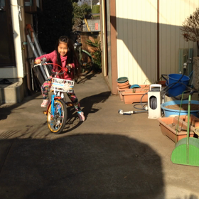 自転車 補助無し練習の画像