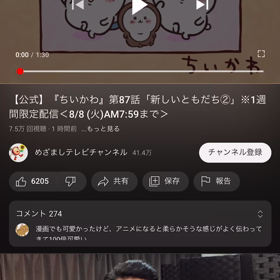 今日のちいかわの画像