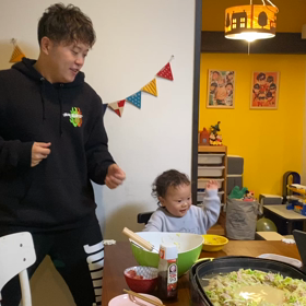 パパとノリノリなうたくん♫の画像