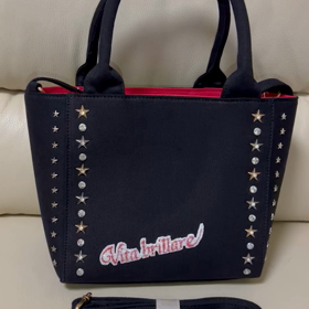 ラインストーンワッペン付き星スタッズバッグ・Sサイズ・ブラックの画像