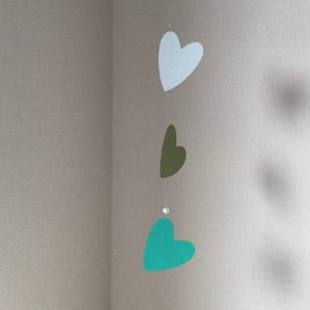 ハートのモビール。の画像