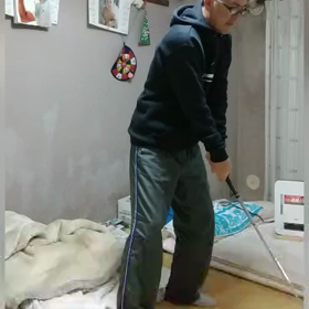 室内素振りからスタートの画像