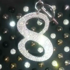 ラインストーン8ナンバーチャーム・シルバーの画像