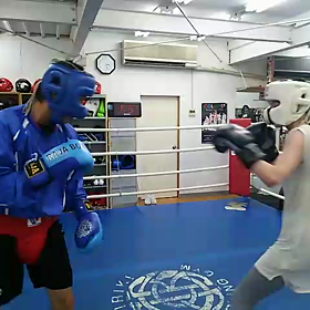 スパーリングをする美女の画像