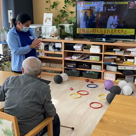 風船押し出しゲームの画像