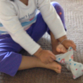 靴下を自分で履けましたの画像