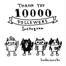 インスタグラムのフォロワーが1万人を超えて喜んでる猫たちの画像