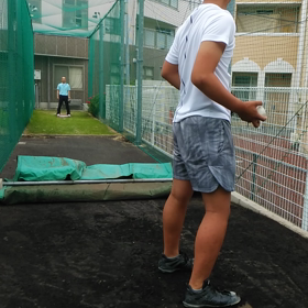 ちょっとですが（右の投球練習）の画像