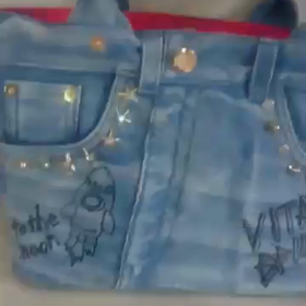 デニムリメイクバッグ風スタッズバッグ・Sサイズ・ライトブルーの画像