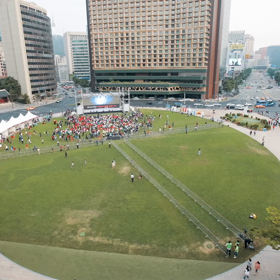 ワールドカップ街頭応援での一コマの画像