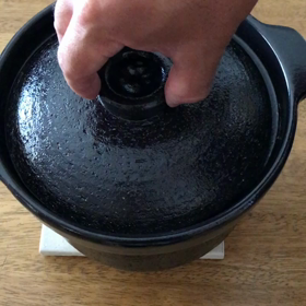 ガスコンロ専用土鍋でごはんの画像