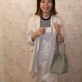 今日のコーデ❤️〜オフホワイトジャンパースカート&ボーダーTのてっぱん爽やかコーデ〜の画像