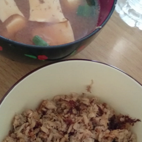 本日の料理 コショウダイの出汁の味噌汁 コショウダイフレークの画像