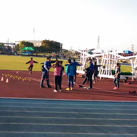 越谷カップ100m女子アップ④の画像