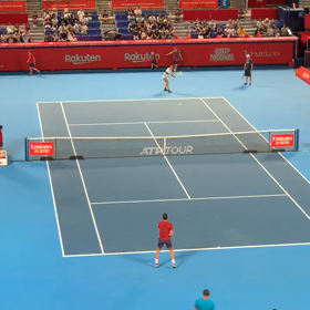 楽天オープン ジョコビッチの練習の画像