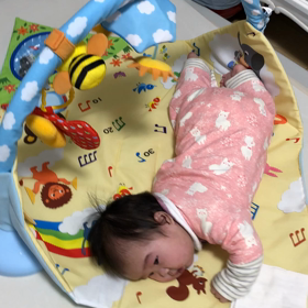 ついに寝返りを覚えたの画像