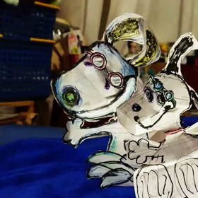 半立体 眼鏡ダブルスヌーピー ちょっとピンクドラゴンの画像