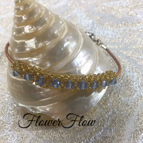 スワロフスキーチューブブレスレット ライトサファイア バージョンの画像