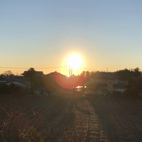 眩しい朝陽の画像