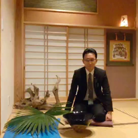 葉物を使いグリーン一色で和空間にいけるの画像