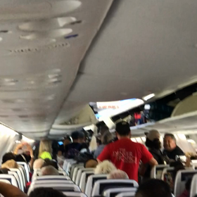 マウナケア天文台建設反対者たちと一緒になった飛行機の画像