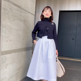 ジャガードスカート（ホワイト）今日のコーディネート。 | 望月順子