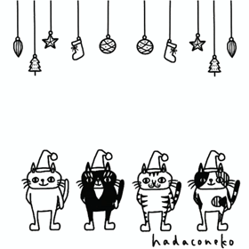 クリスマスを祝ってる猫たちの画像