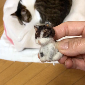 クリスマスイヴに仕事か？悩む。保護猫デールの羊毛フェルト！の画像