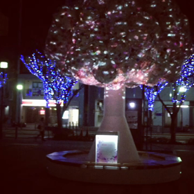 冬のお花見はプロジェクションマッピングの画像