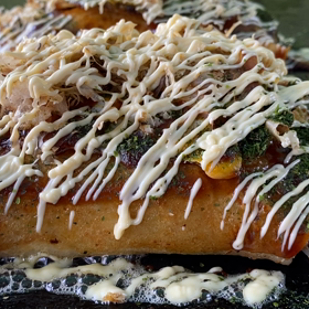 夏の海にはお好み焼きの画像