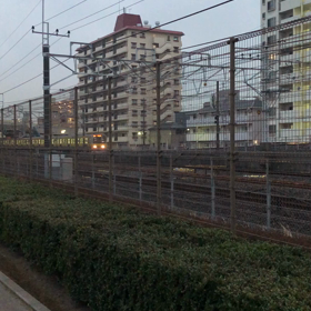 黄色い電車の画像