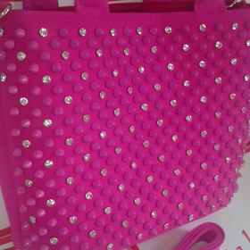 ラインストーン×スタッズバッグ・M・ピンクの画像