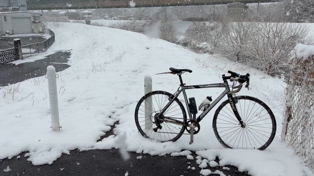 2年ぶり？の雪の日さいたまマラソン中止日にシクロクロス出勤！落車ゼロ、スリップ1回、リム打ち3回の記事動画
