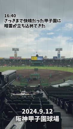 見たことない甲子園のゲリラ豪雨の記事動画