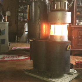 無電源ペレットストーブ全開の画像