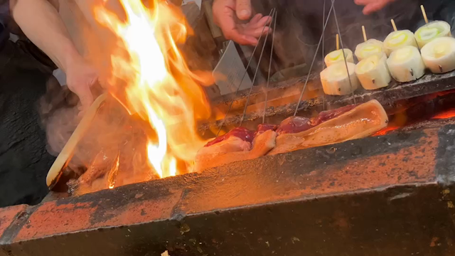 鴨肉　名古屋市中区栄『やきとり 万亀』の記事動画