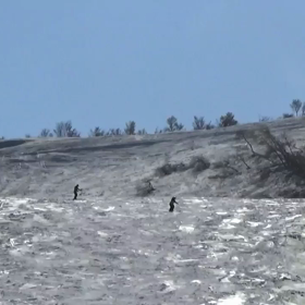 ちと荒れた斜面で大回りの画像