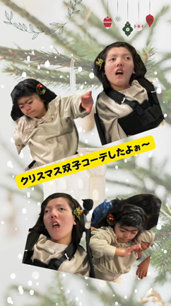 メリークリスマス✨双子コーデでヘアアレンジしたよぉの記事動画