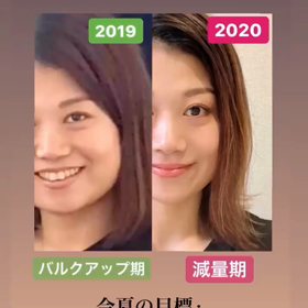 食事＋ヨガで現れた1年間の見た目の変化の画像