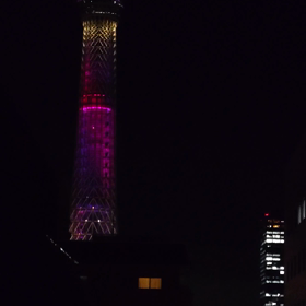 スカイツリーと稲光の画像
