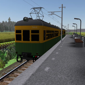 地方の吊り掛け電車の画像