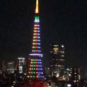 長めの動画♪祝賀御列の儀「天皇陛下御即位 奉祝ライトアップ」♡東京タワーの画像