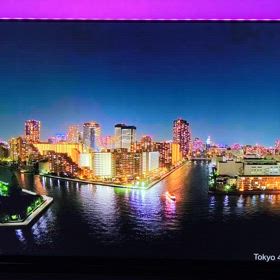 夜景ライブ映像を映し出すテレビにLEDテープライトを付けてみる♪の画像